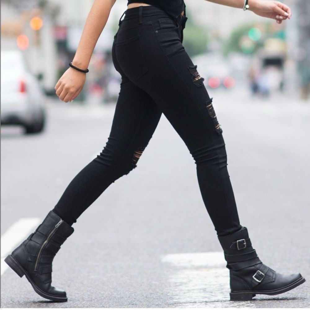 FRYE Veronica black leather combat Tanker Moto Boot 7 - Picture 17 of 17